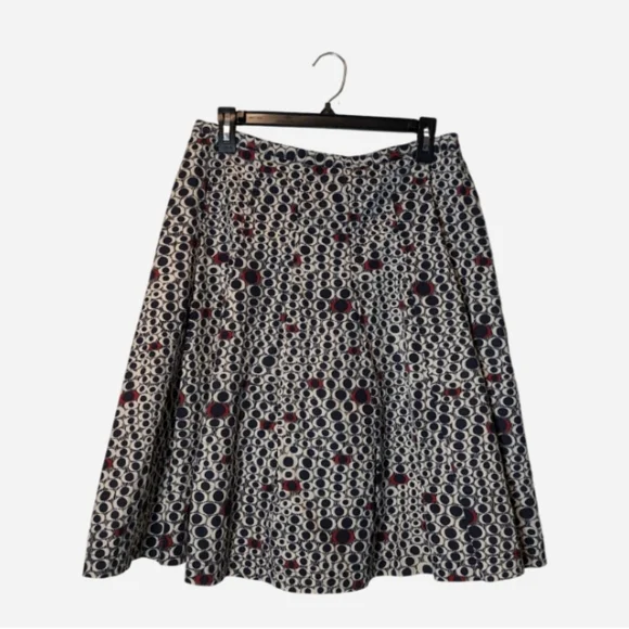 Pre-owned Liz Claiborne Navy and Red Circle Pattern A-Line Skirt⁸ - Picture 2 of 4